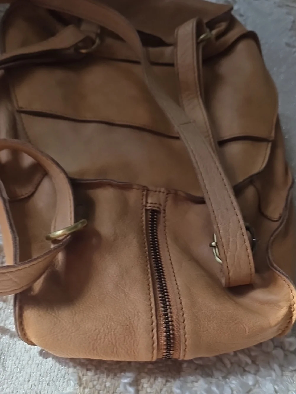 Cut N' Paste Los Angeles Tan Leather Backpack Crossbody Shoulder